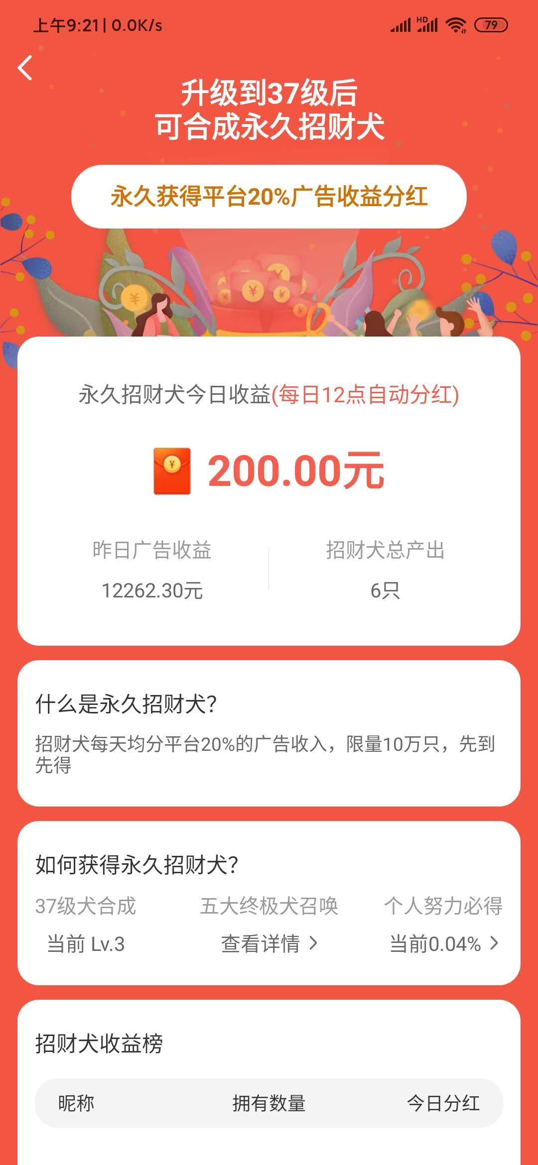 欢乐招财犬招财犬分红