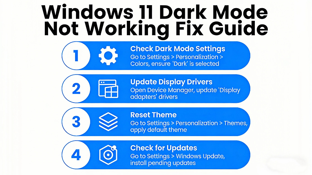 fix windows 11 dark mode not working issue